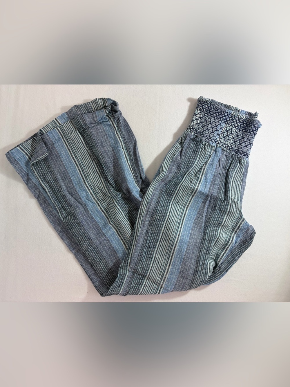 SO Striped Smocked-Waist Wide Leg Pants